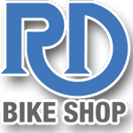 Blue and grey RD Bike Shop logo