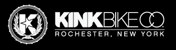 Kink Bike Company logo, Rochester, New York. A "K" with wings and a star, black and white.